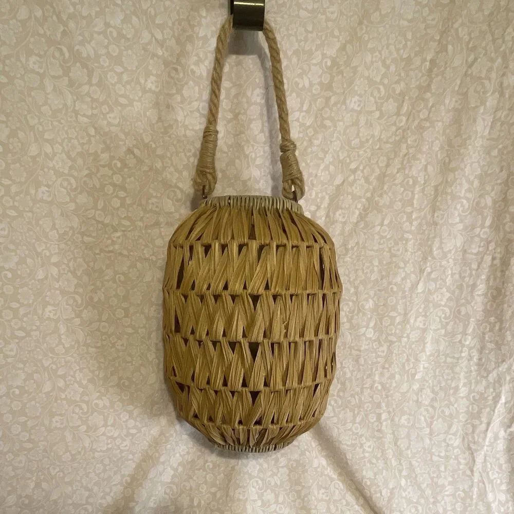 Basket with Jute Handle and Wire Frame for Home Decor Or Lamp